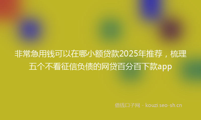 非常急用钱可以在哪小额贷款2025年推荐，梳理五个不看征信负债的网贷百分百下款app