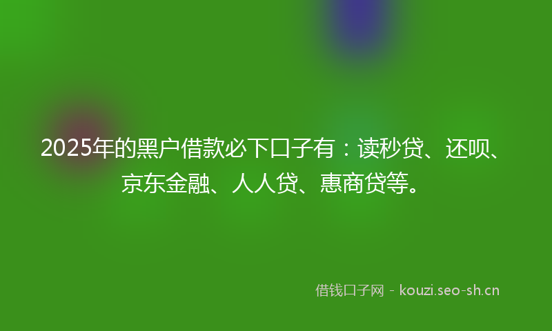 2025年的黑户借款必下口子有:读秒贷、还呗、京东金融、人人贷、惠商贷等。