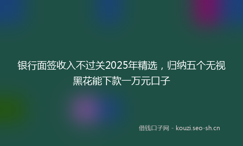 银行面签收入不过关2025年精选，归纳五个无视黑花能下款一万元口子