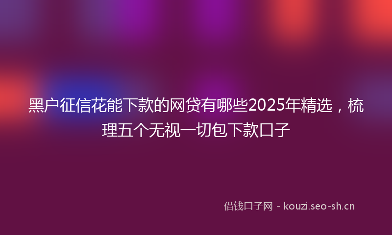 黑户征信花能下款的网贷有哪些2025年精选，梳理五个无视一切包下款口子