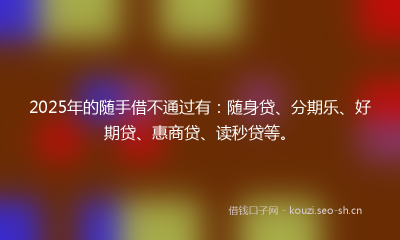 2025年的随手借不通过有：随身贷、分期乐、好期贷、惠商贷、读秒贷等。