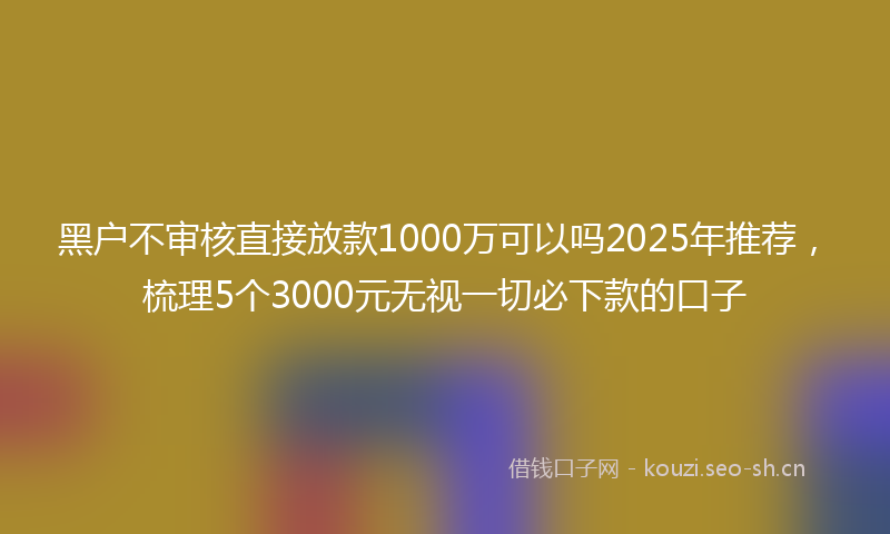 黑户不审核直接放款1000万可以吗2025年推荐，梳理5个3000元无视一切必下款的口子