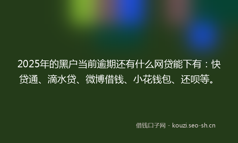 2025年的黑户当前逾期还有什么网贷能下有:快贷通、滴水贷、微博借钱、小花钱包、还呗等。