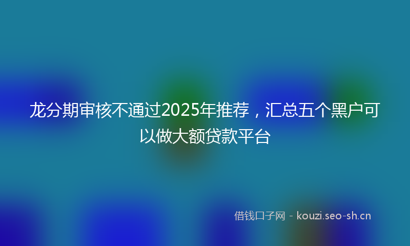 龙分期审核不通过2025年推荐，汇总五个黑户可以做大额贷款平台