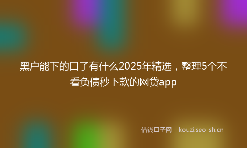 黑户能下的口子有什么2025年精选，整理5个不看负债秒下款的网贷app