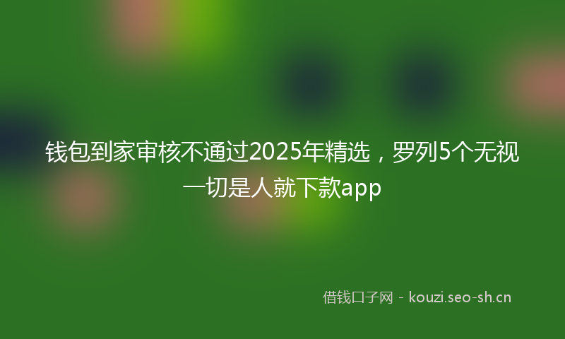 钱包到家审核不通过2025年精选，罗列5个无视一切是人就下款app