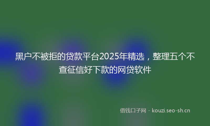 黑户不被拒的贷款平台2025年精选，整理五个不查征信好下款的网贷软件