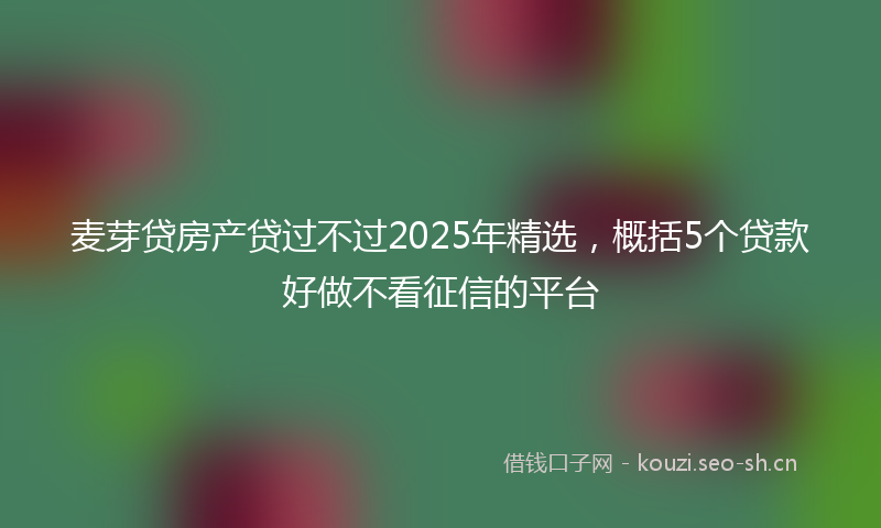 麦芽贷房产贷过不过2025年精选，概括5个贷款好做不看征信的平台