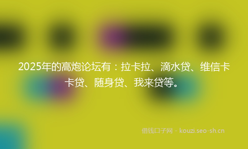 2025年的高炮论坛有：拉卡拉、滴水贷、维信卡卡贷、随身贷、我来贷等。