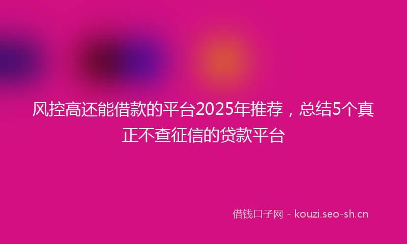风控高还能借款的平台2025年推荐，总结5个真正不查征信的贷款平台