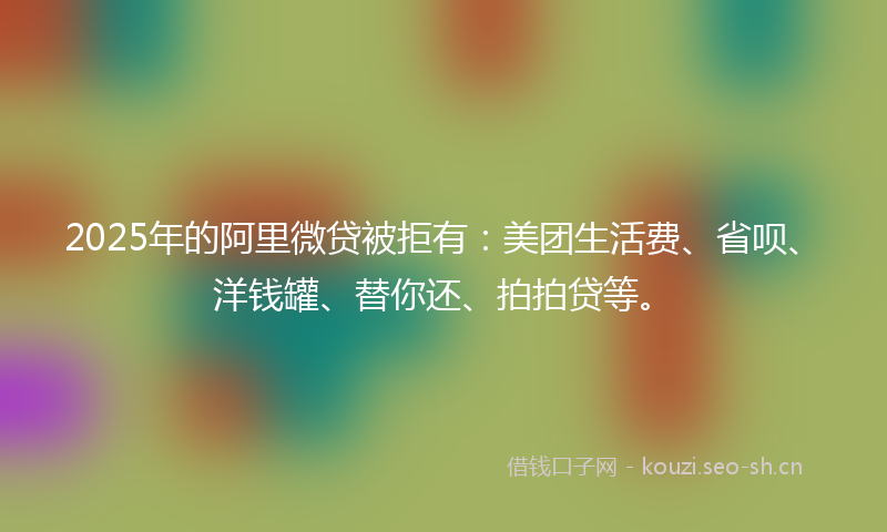 2025年的阿里微贷被拒有：美团生活费、省呗、洋钱罐、替你还、拍拍贷等。
