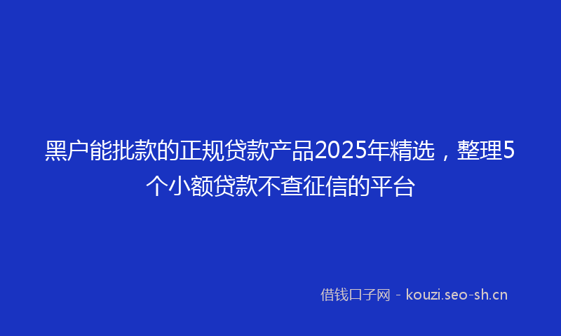黑户能批款的正规贷款产品2025年精选，整理5个小额贷款不查征信的平台