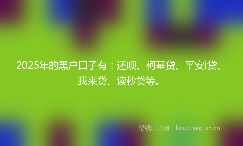 2025年的黑户口子有:还呗、柯基贷、平安i贷、我来贷、读秒贷等。