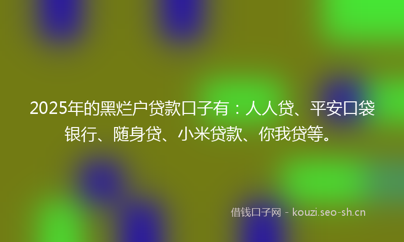 2025年的黑烂户贷款口子有：人人贷、平安口袋银行、随身贷、小米贷款、你我贷等。