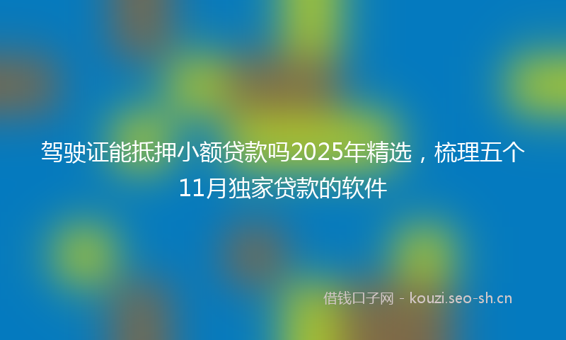驾驶证能抵押小额贷款吗2025年精选，梳理五个11月独家贷款的软件
