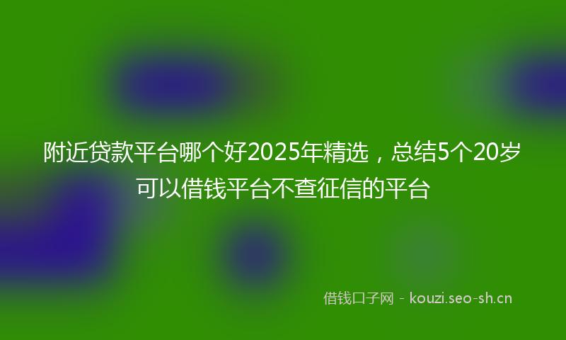 附近贷款平台哪个好2025年精选，总结5个20岁可以借钱平台不查征信的平台
