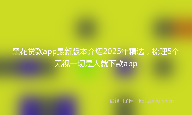 黑花贷款app最新版本介绍2025年精选，梳理5个无视一切是人就下款app