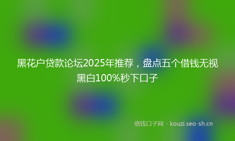 黑花户贷款论坛2025年推荐，盘点五个借钱无视黑白100%秒下口子