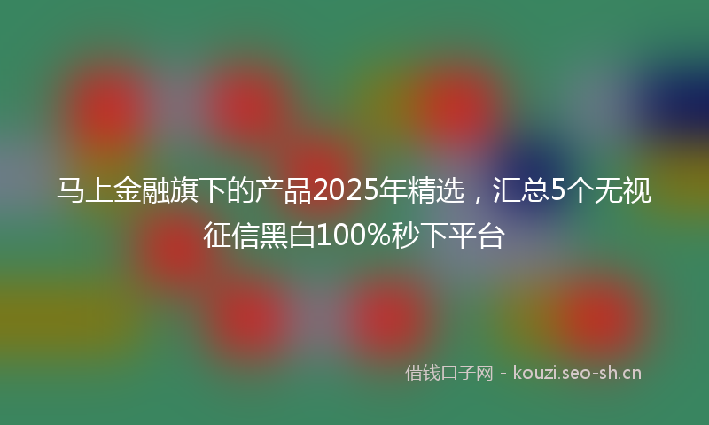 马上金融旗下的产品2025年精选，汇总5个无视征信黑白100%秒下平台
