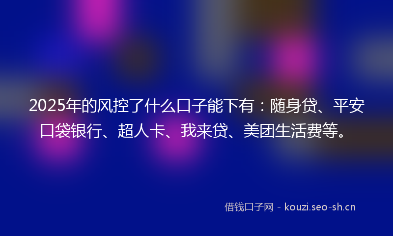 2025年的风控了什么口子能下有:随身贷、平安口袋银行、超人卡、我来贷、美团生活费等。