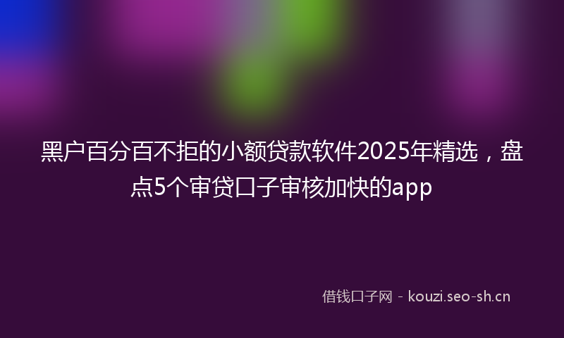黑户百分百不拒的小额贷款软件2025年精选，盘点5个审贷口子审核加快的app