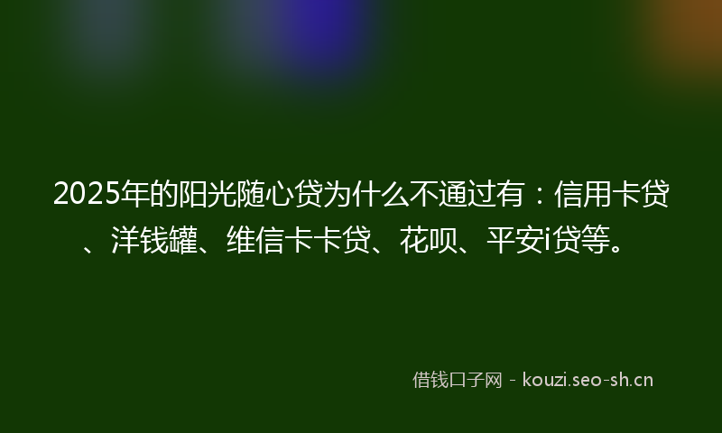 2025年的阳光随心贷为什么不通过有：信用卡贷、洋钱罐、维信卡卡贷、花呗、平安i贷等。