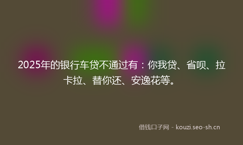 2025年的银行车贷不通过有：你我贷、省呗、拉卡拉、替你还、安逸花等。