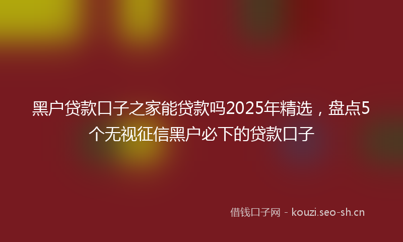 黑户贷款口子之家能贷款吗2025年精选，盘点5个无视征信黑户必下的贷款口子