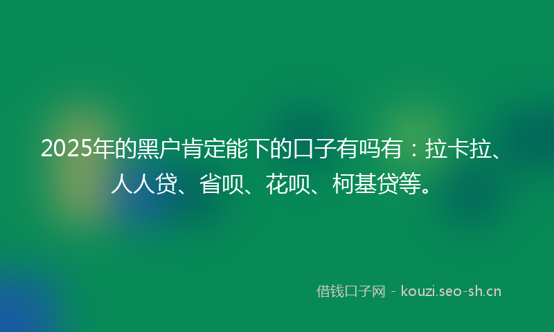 2025年的黑户肯定能下的口子有吗有：拉卡拉、人人贷、省呗、花呗、柯基贷等。