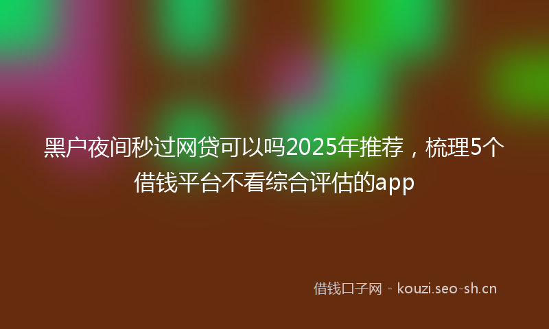黑户夜间秒过网贷可以吗2025年推荐，梳理5个借钱平台不看综合评估的app