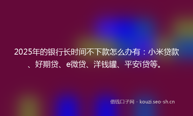2025年的银行长时间不下款怎么办有：小米贷款、好期贷、e微贷、洋钱罐、平安i贷等。