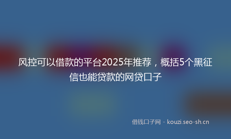 风控可以借款的平台2025年推荐，概括5个黑征信也能贷款的网贷口子