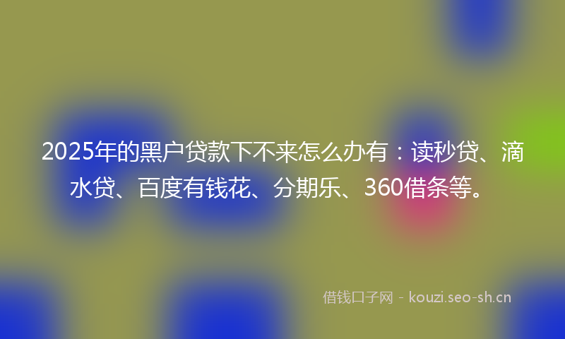 2025年的黑户贷款下不来怎么办有：读秒贷、滴水贷、百度有钱花、分期乐、360借条等。