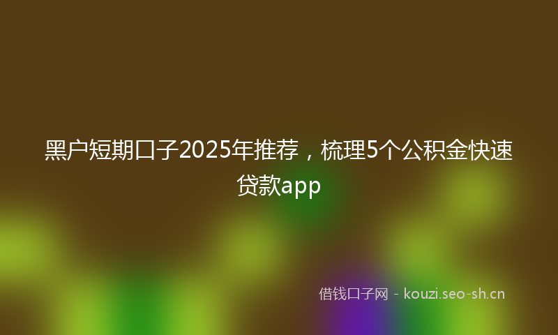 黑户短期口子2025年推荐，梳理5个公积金快速贷款app