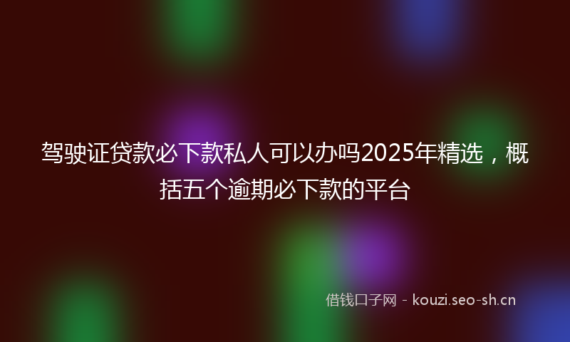 驾驶证贷款必下款私人可以办吗2025年精选，概括五个逾期必下款的平台