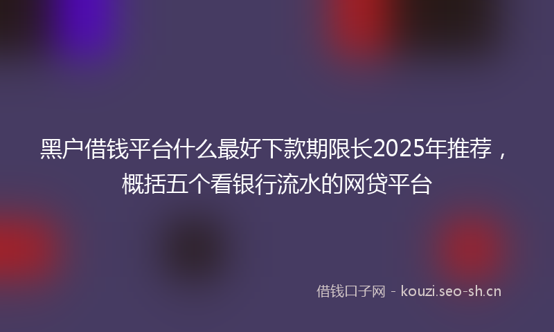 黑户借钱平台什么最好下款期限长2025年推荐，概括五个看银行流水的网贷平台