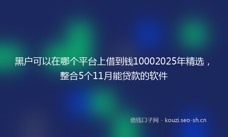 黑户可以在哪个平台上借到钱10002025年精选,整合5个11月能贷款的软件