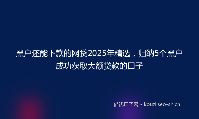 黑户还能下款的网贷2025年精选，归纳5个黑户成功获取大额贷款的口子