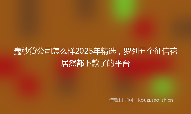 鑫秒贷公司怎么样2025年精选，罗列五个征信花居然都下款了的平台