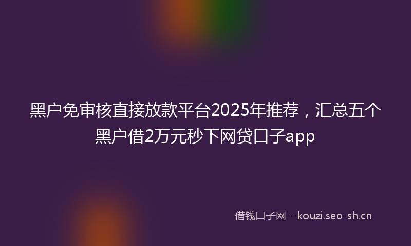 黑户免审核直接放款平台2025年推荐,汇总五个黑户借2万元秒下网贷口子app