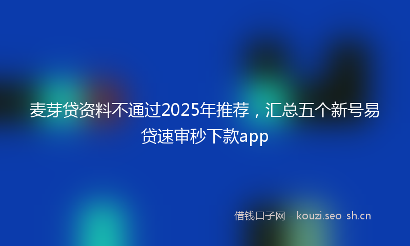 麦芽贷资料不通过2025年推荐，汇总五个新号易贷速审秒下款app