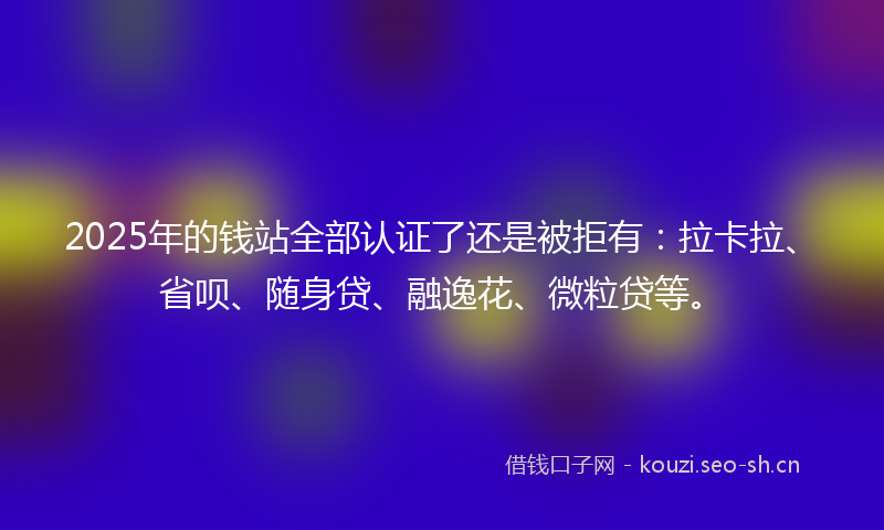 2025年的钱站全部认证了还是被拒有:拉卡拉、省呗、随身贷、融逸花、微粒贷等。