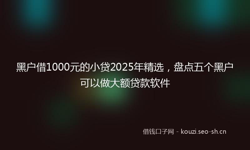 黑户借1000元的小贷2025年精选，盘点五个黑户可以做大额贷款软件