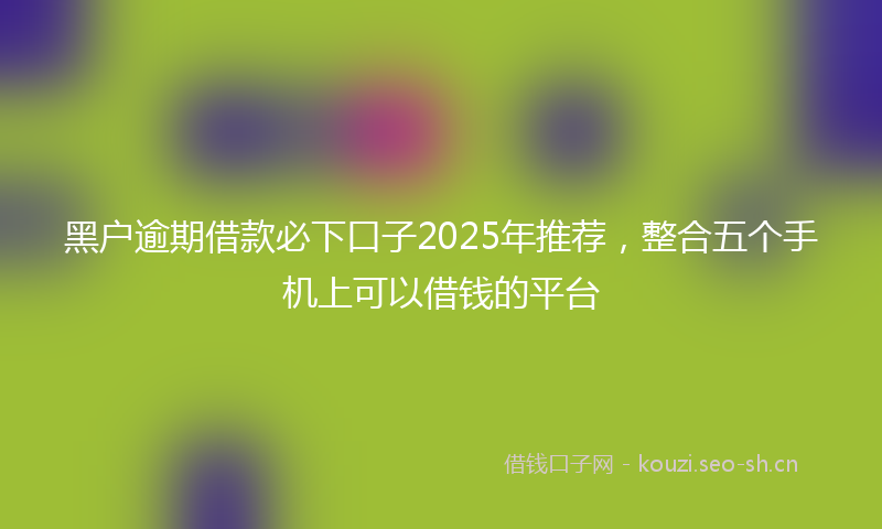 黑户逾期借款必下口子2025年推荐，整合五个手机上可以借钱的平台