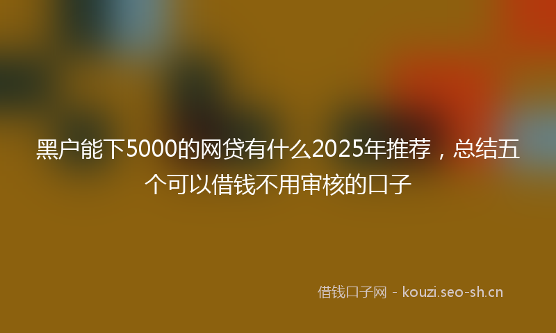 黑户能下5000的网贷有什么2025年推荐，总结五个可以借钱不用审核的口子