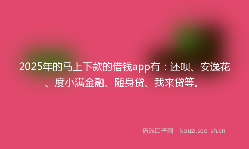 2025年的马上下款的借钱app有：还呗、安逸花、度小满金融、随身贷、我来贷等。