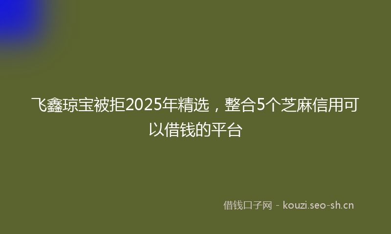 飞鑫琼宝被拒2025年精选，整合5个芝麻信用可以借钱的平台