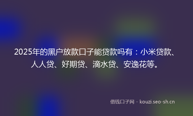2025年的黑户放款口子能贷款吗有:小米贷款、人人贷、好期贷、滴水贷、安逸花等。