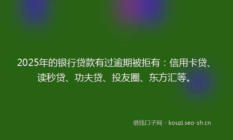 2025年的银行贷款有过逾期被拒有:信用卡贷、读秒贷、功夫贷、投友圈、东方汇等。
