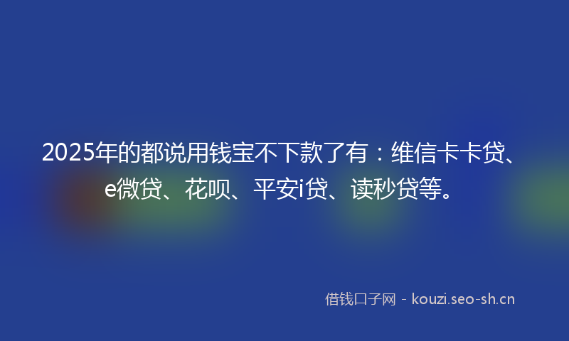 2025年的都说用钱宝不下款了有：维信卡卡贷、e微贷、花呗、平安i贷、读秒贷等。